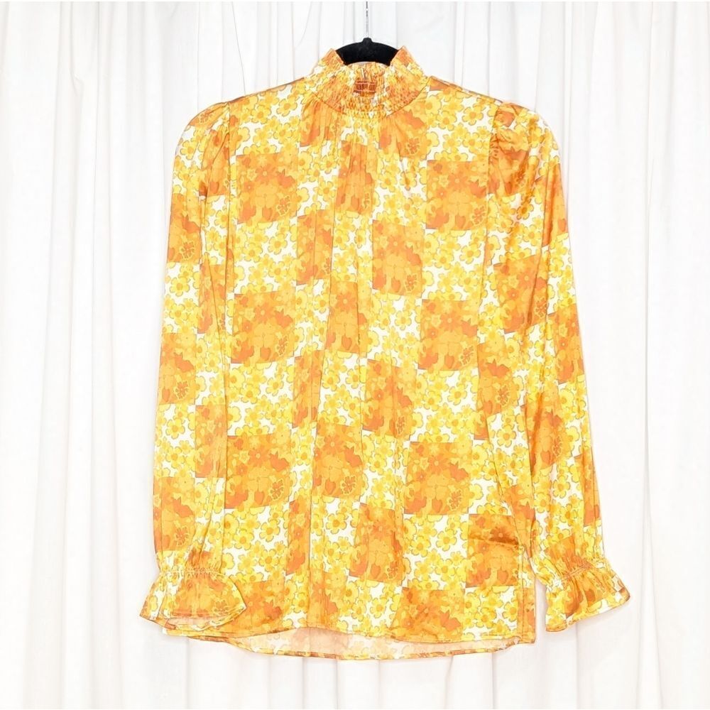 Tucker Stella Blouse Marigold Beaded Patchwork in Silk Stretch Charmeuse Top